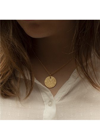 Colgante y cadena en plata Flower Mediano Gold