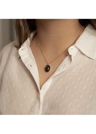 Colgante y cadena Double Negra Gold