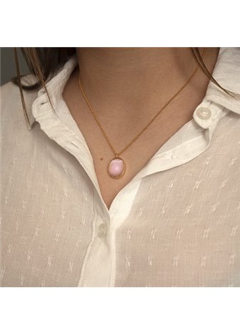 Colgante y cadena en plata Double Rosa Gold