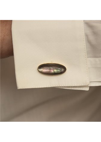 Gemelos en plata MADREPERLA Y CRISTAL DE ROCA NEGRA GR Gold