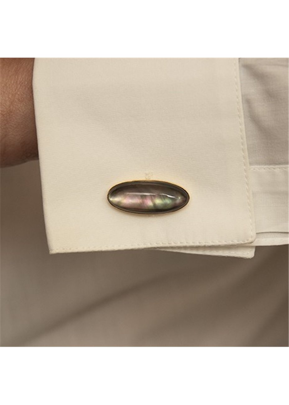 Gemelos en plata MADREPERLA Y CRISTAL DE ROCA NEGRA GR Gold