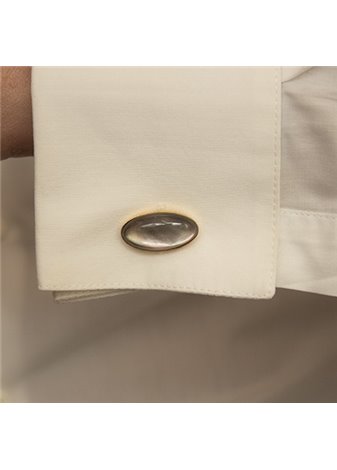 Gemelos en plata MADREPERLA Y CRISTAL DE ROCA NEGRA MD Gold