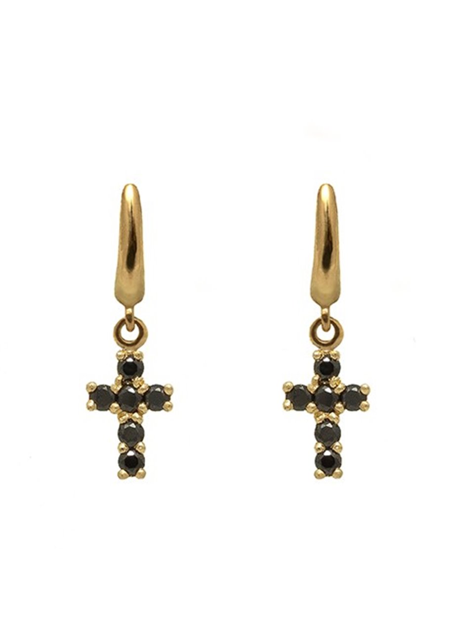 Pendientes en plata Cross Black Gold Pendientes en plata Cross Black Gold