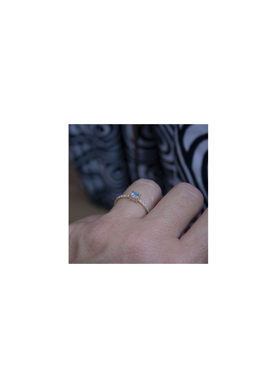 Anillo en plata Carr Aguamarina Gold