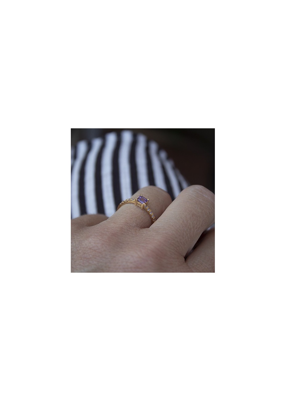Anillo en plata Carr Amatista Gold