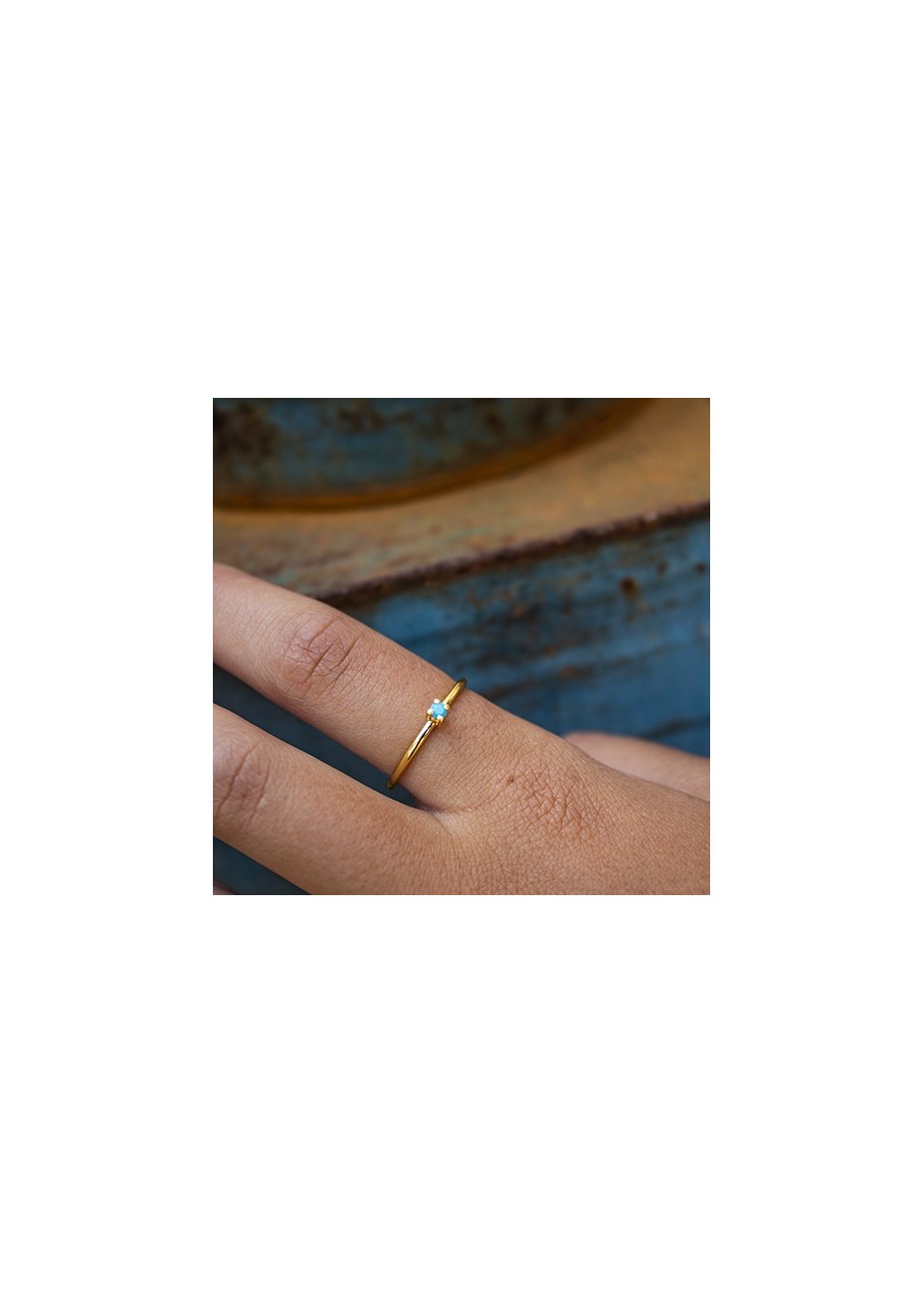 Anillo en Plata Chatón 2,5mm Nanoturquesas Gold