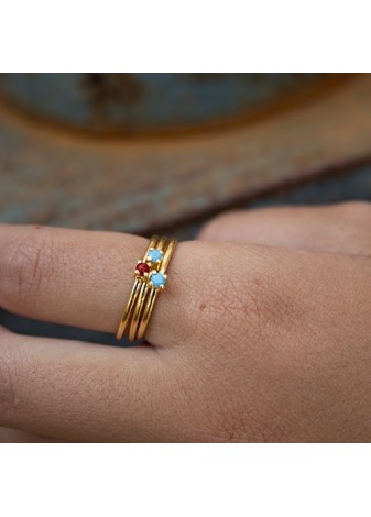 Anillo en Plata Chatón 2,5mm Nanoturquesas Gold