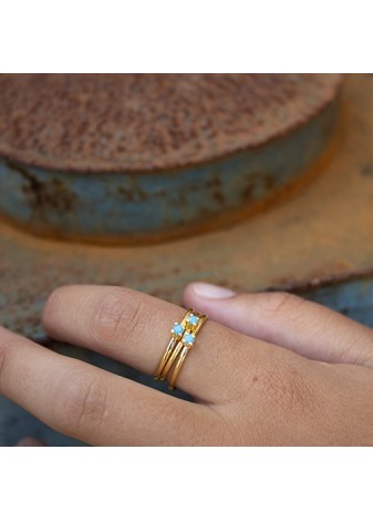 Anillo en Plata Chatón 2,5mm Nanoturquesas Gold