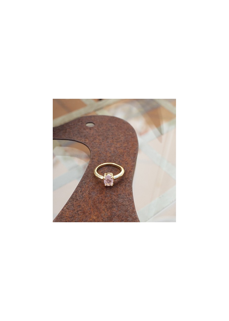 Anillo en Plata Ann Oval Cuarzo Verde Gold