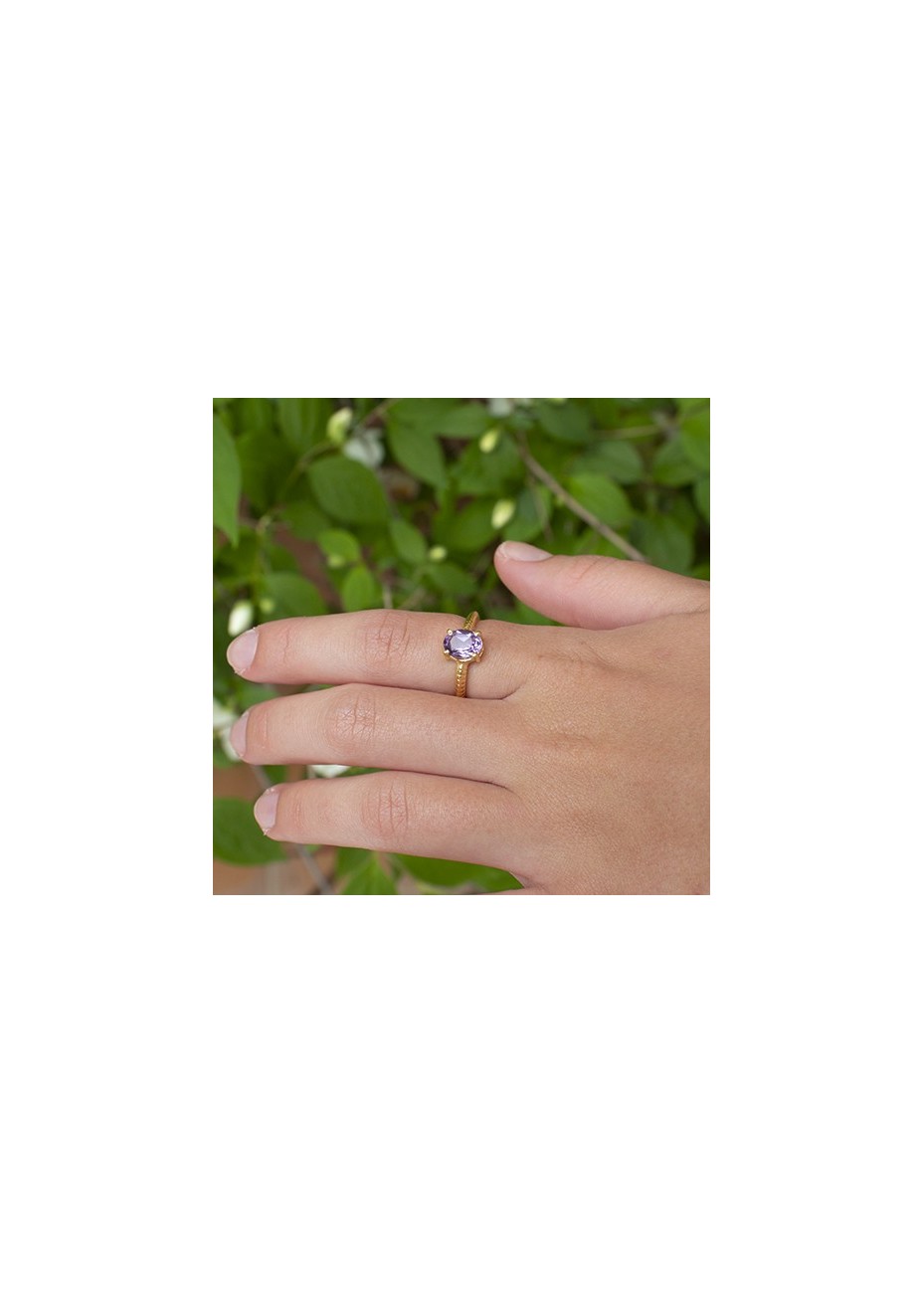 Anillo en Plata Ann Oval Amatista Semipreciosa Gold