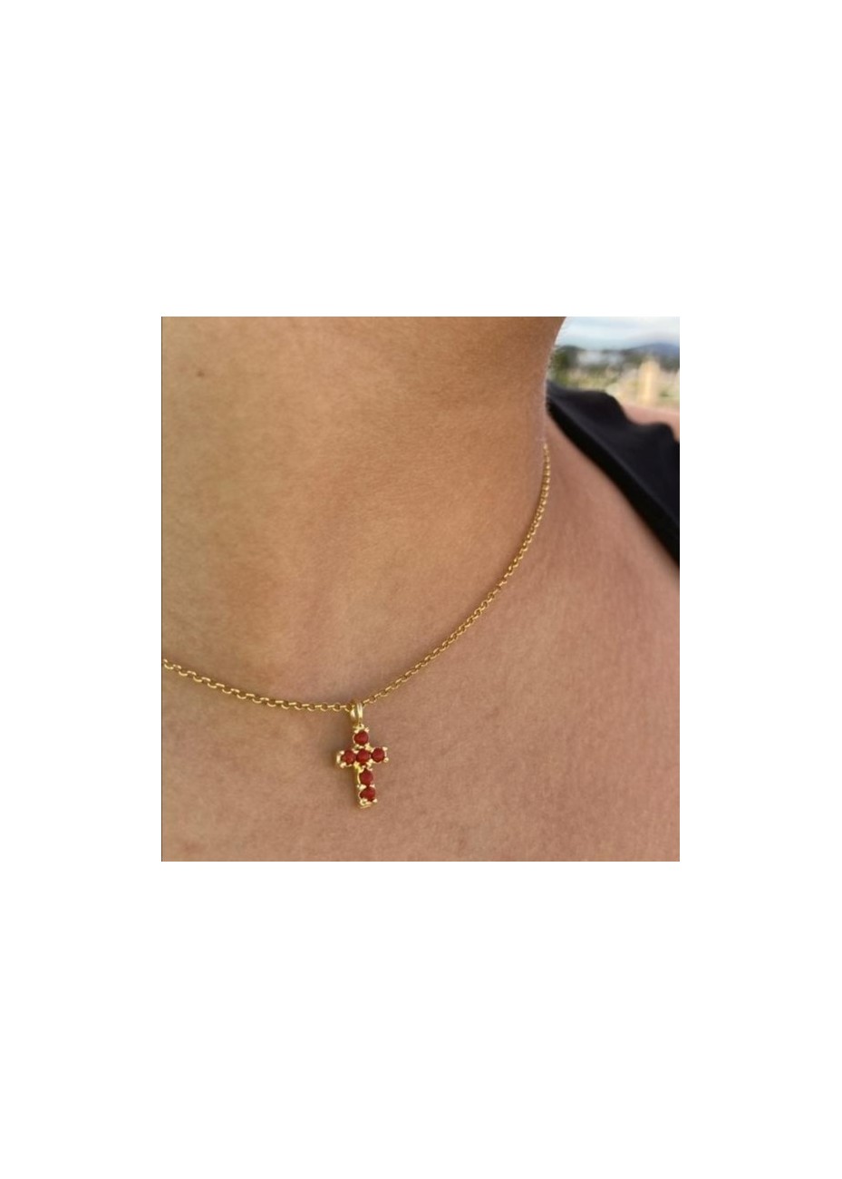 Colgante y Cadena en Plata Rood Coral Gold