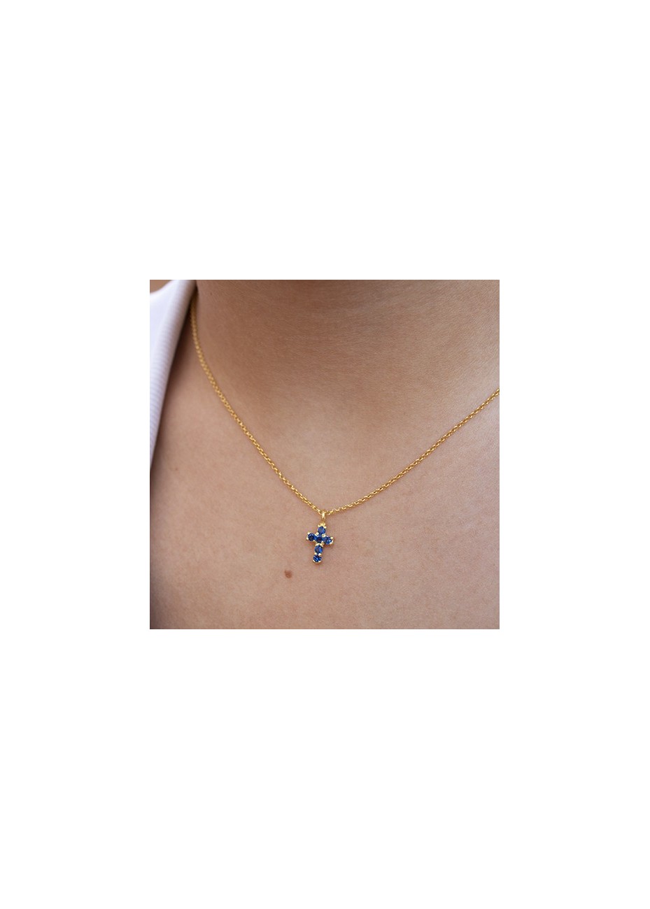 Colgante y Cadena en plata Rood Zafiro Sintético Gold