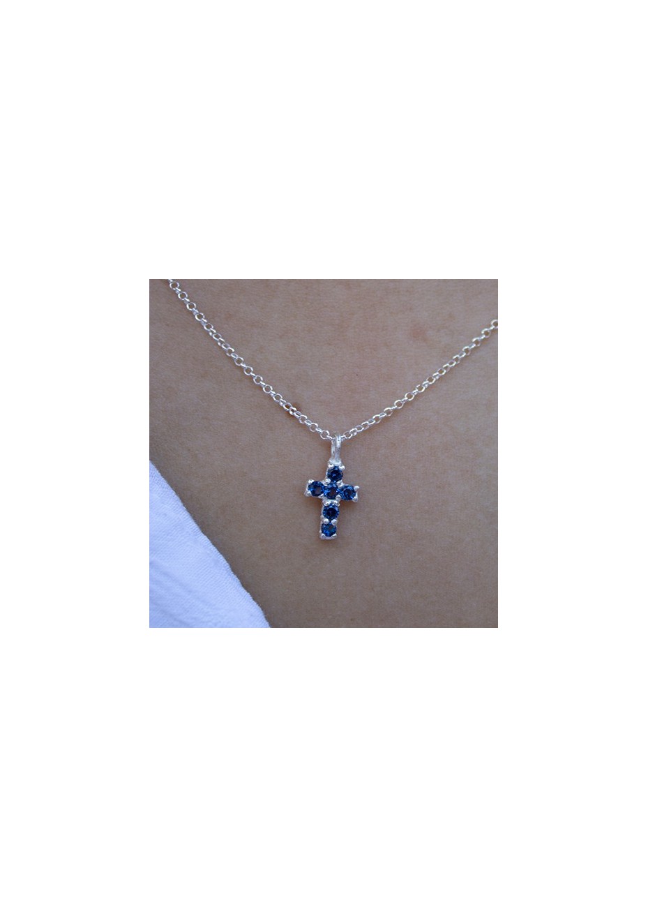Colgante y Cadena en plata Rood Zafiro Sintético Silver