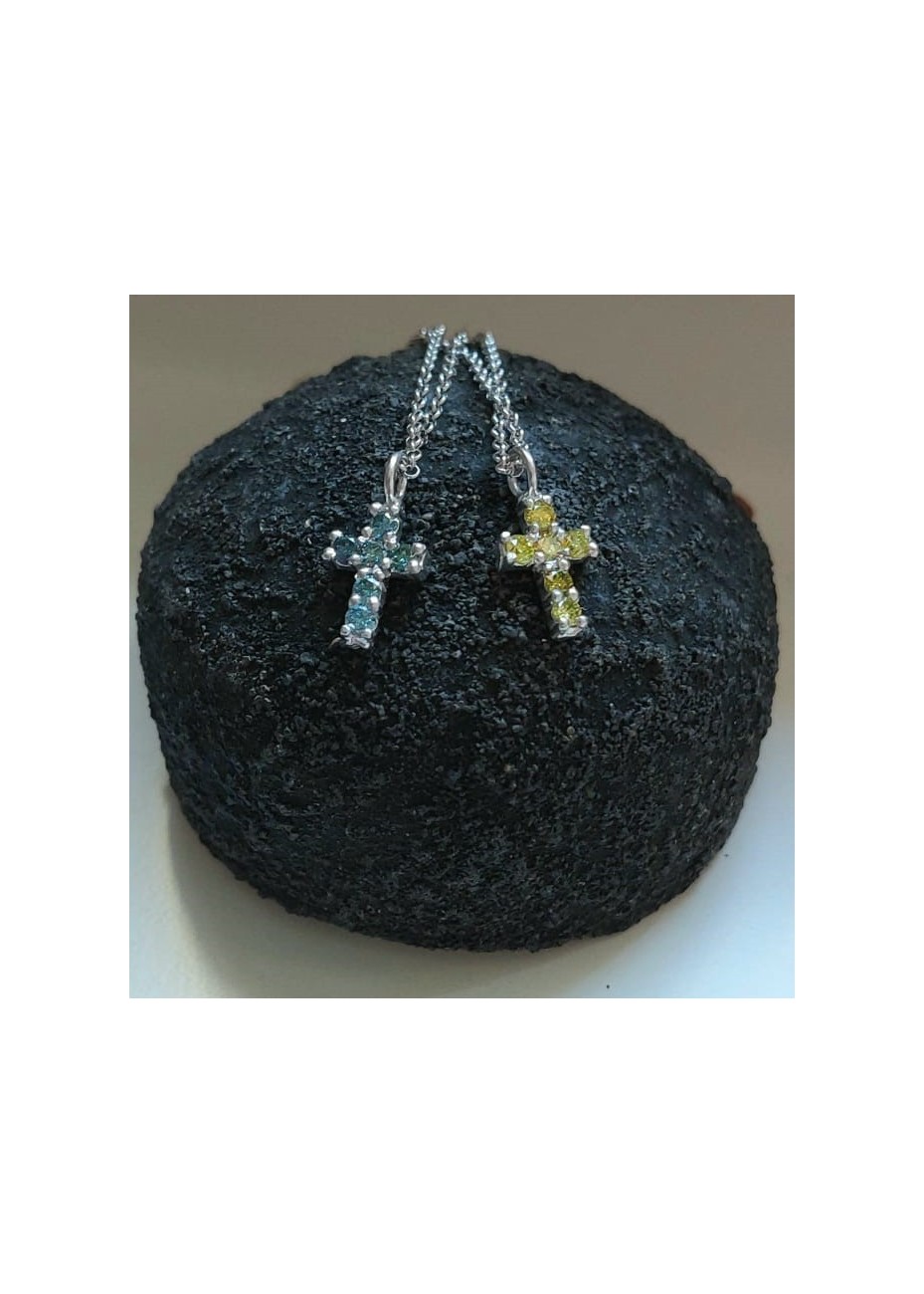 Colgante y cadena en Oro Blanco Rood Blue Diamond