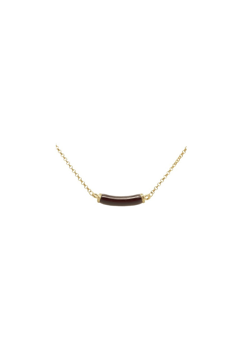 Colgante y Cadena en Plata Tubo Ojo de Tigre Rojo Gold