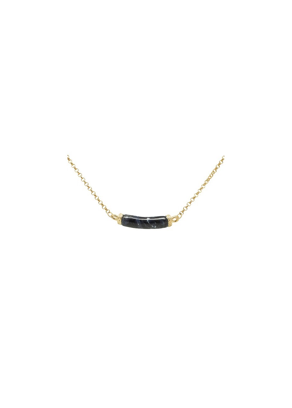 Colgante y Cadena en Plata Tubo Sodalita Gold