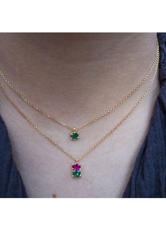 Colgante y Cadena en Plata UNO Esmeralda Gold