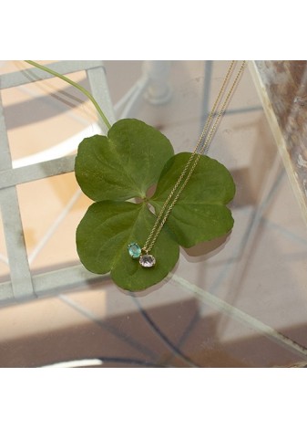 Colgante y Cadena en Plata Ann Oval Cuarzo Verde Gold