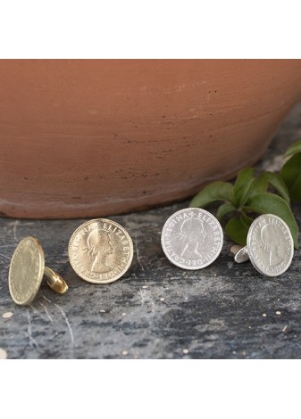 Gemelos Monedas Koin 20mm en Plata Gold