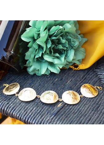 Pulsera Koin Grande 5 Monedas Gold