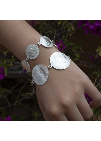 Pulsera Koin Grande 5 Monedas Silver