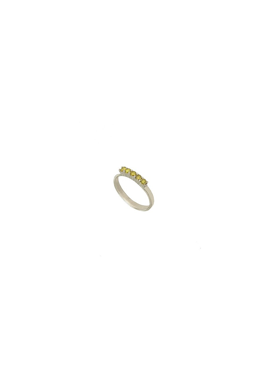 Anillo en Oro Blanco Cinq Yellow Diamond
