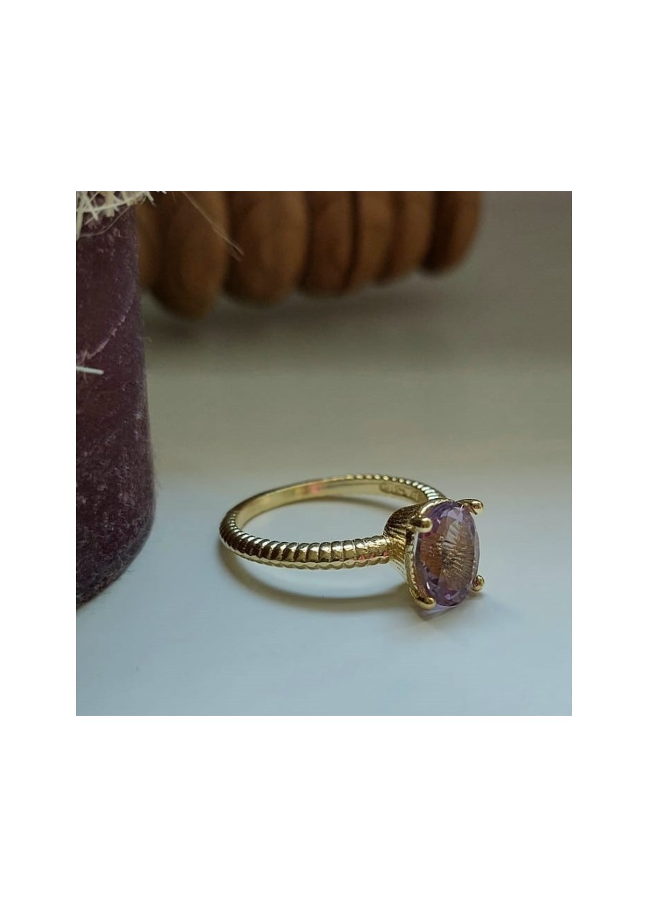 Anillo en Plata Abula Amatista Semiprecioso Gold