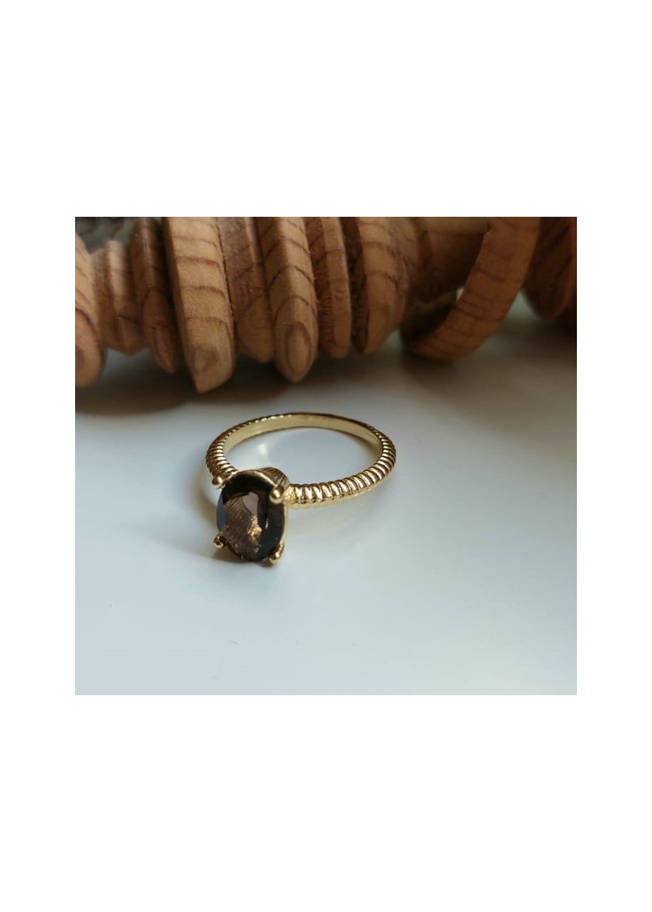 Anillo en Plata Narubi Cuarzo Fumé Semiprecioso Gold