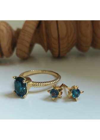 Anillo en Plata Abula Topacio Blue London Gold
