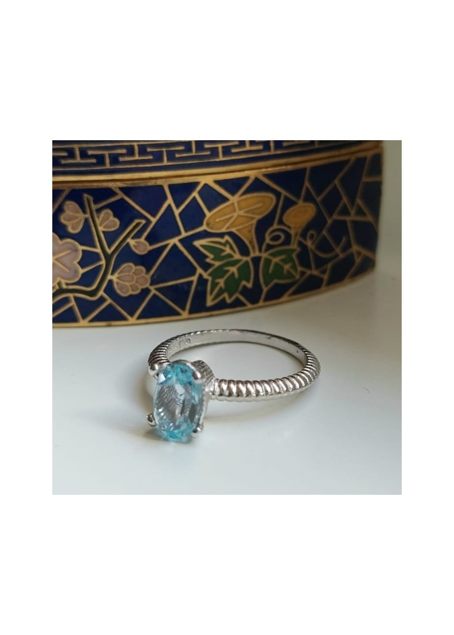 Anillo en Plata Abula Aguamarina Semiprecioso Silver