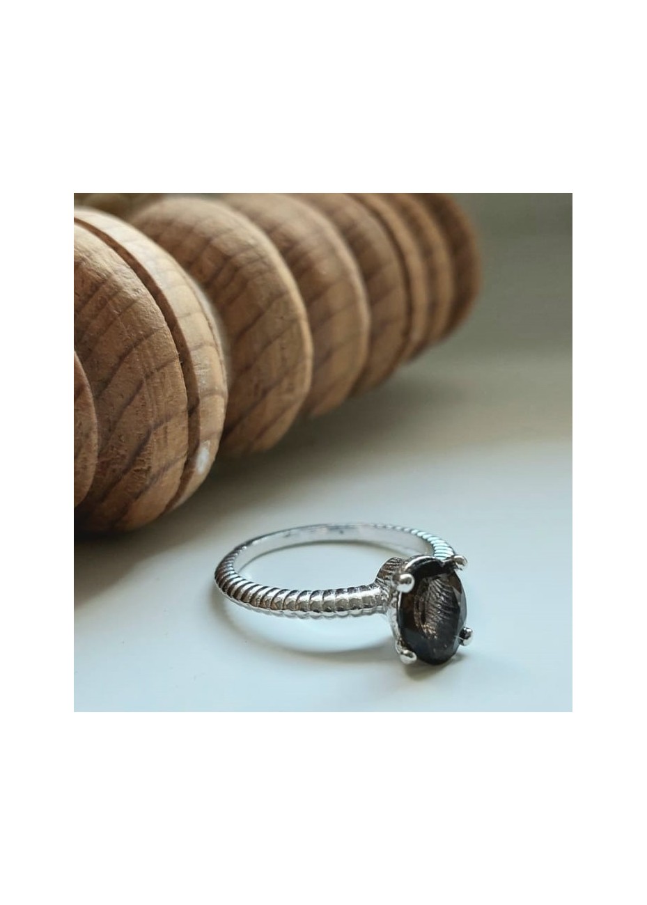 Anillo en Plata Abula Cuarzo Fumé Semiprecioso Silver