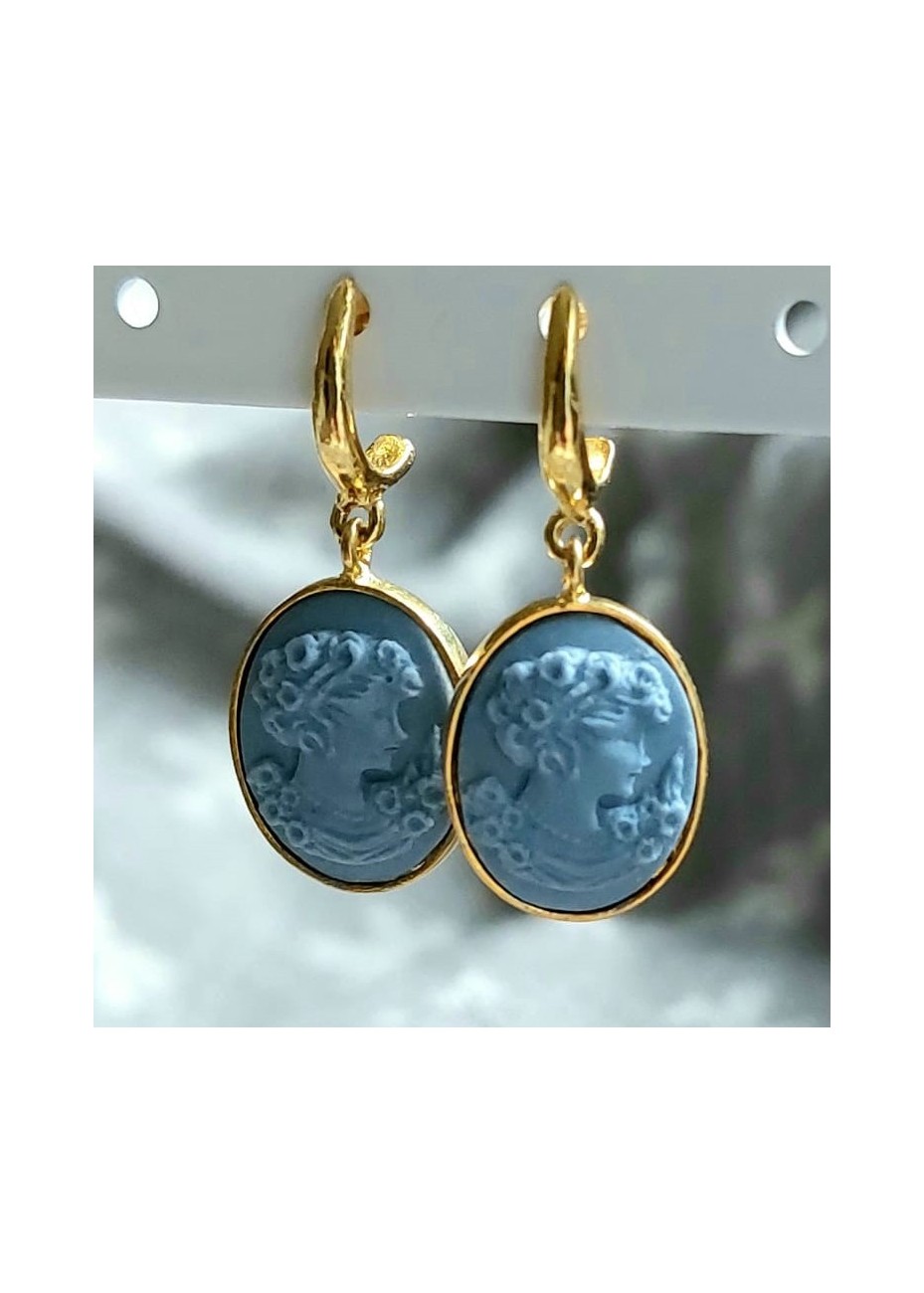 Pendientes en Plata Kama Lava Volcánica Blue Gold