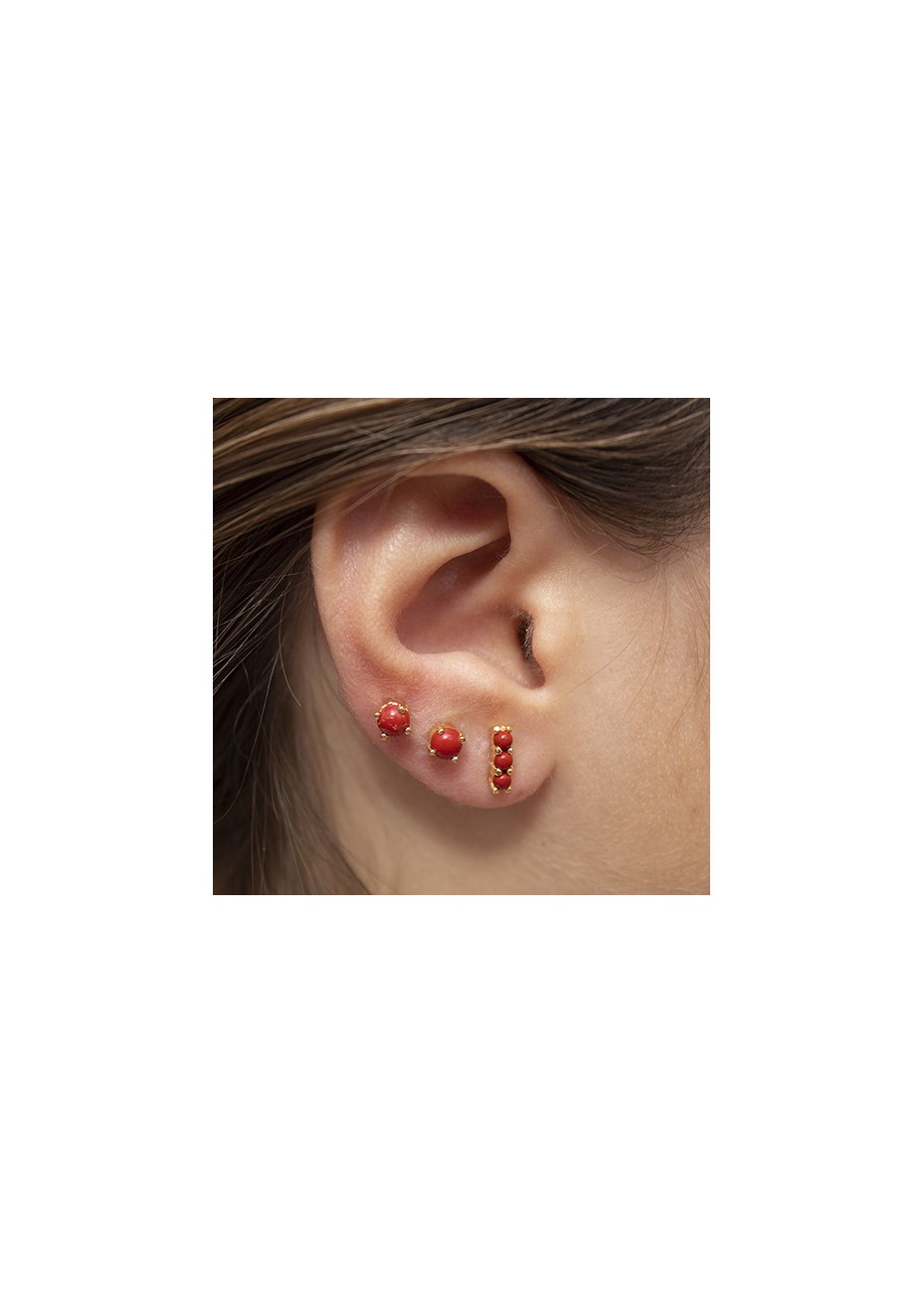 Pendientes en Plata Chaton Coral Gold