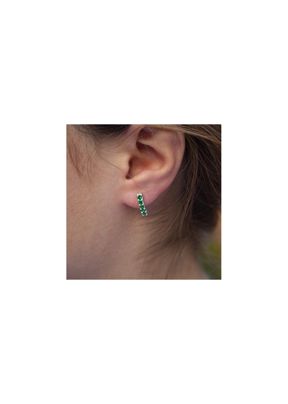 Pendientes en Plata Cinq Esmeralda Sintética Silver