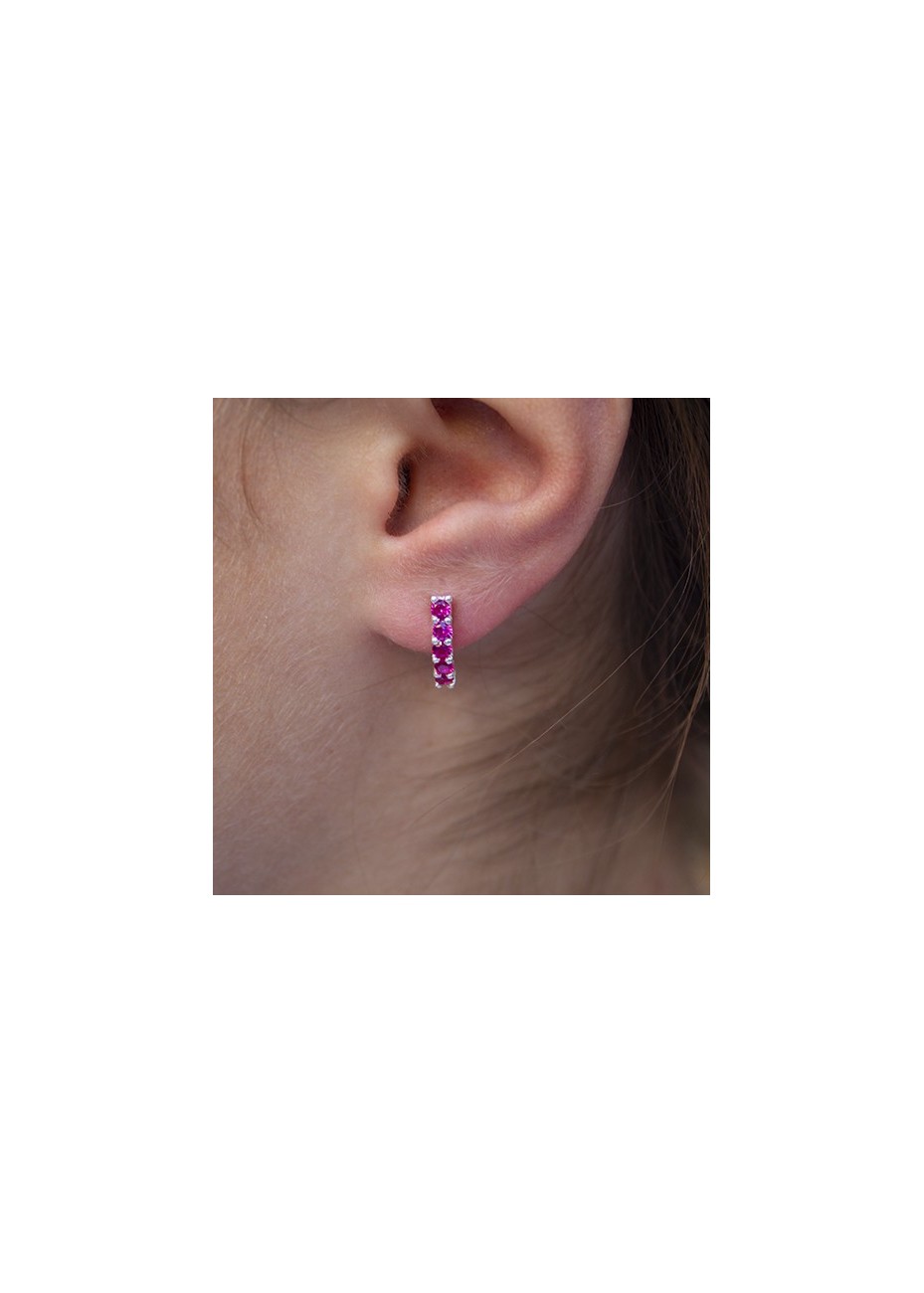 Pendientes en Plata Cinq Rubí Sintético Silver