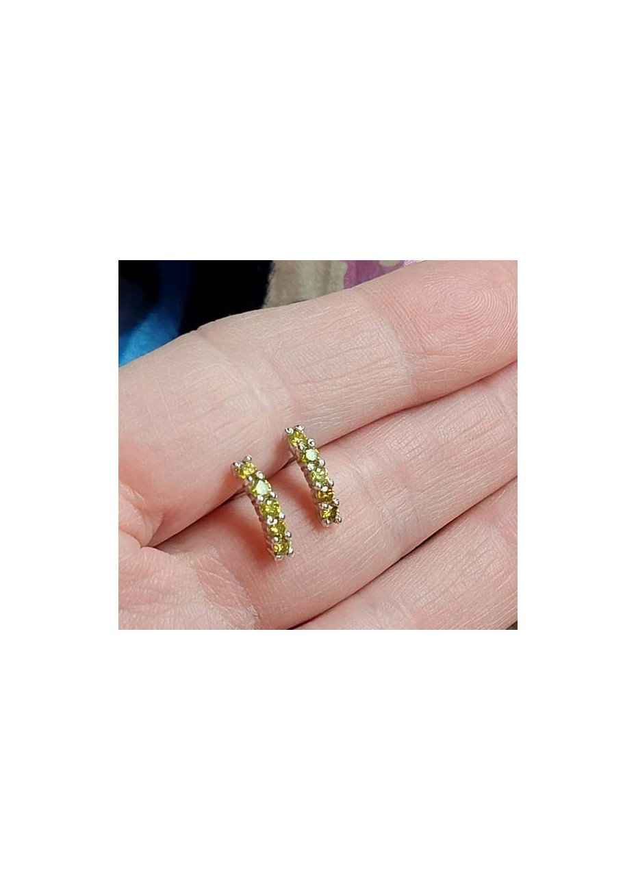Pendientes en Oro Blanco Cinq Brillantes Amarillo