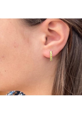 Pendientes en Oro Blanco Cinq Brillantes Amarillo
