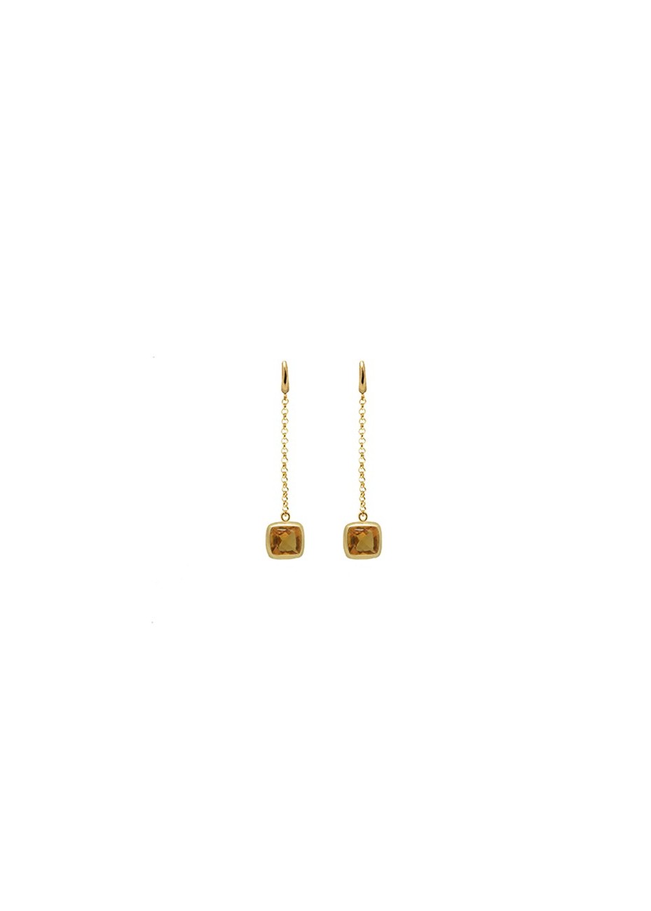Pendientes en Plata Chain Cuadrado Citrino Gold