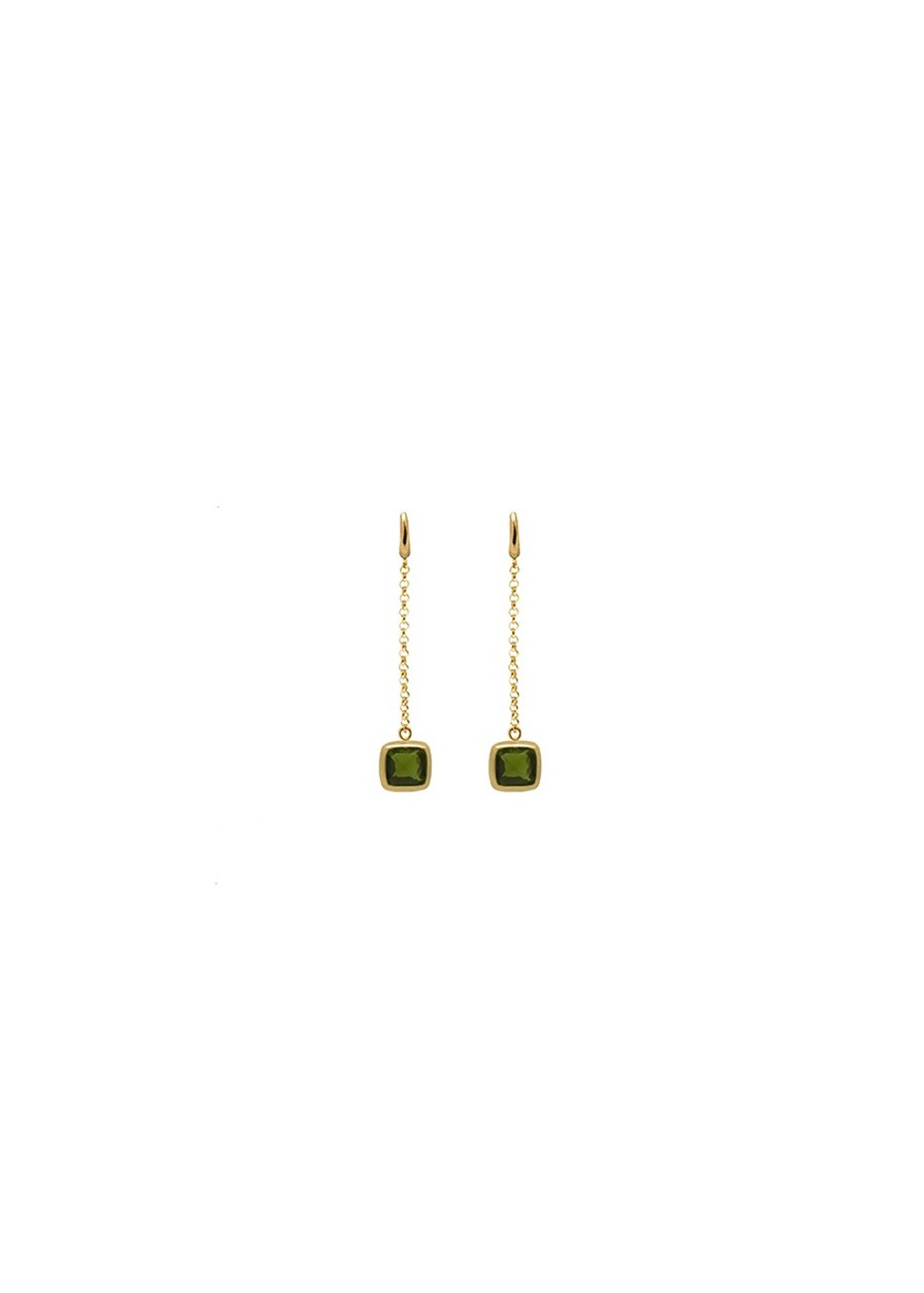 Pendientes en Plata Chain Cuadrado Esmeralda Gold