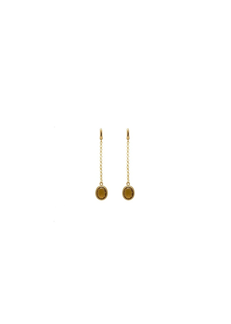 Pendientes en Plata Chain Oval Citrino Gold