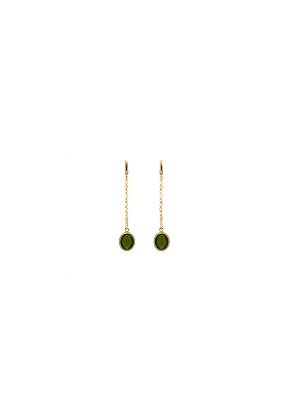 Pendientes en Plata Chain Oval Esmeralda Gold