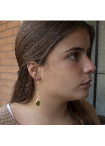 Pendientes en Plata Chain Oval Esmeralda Gold