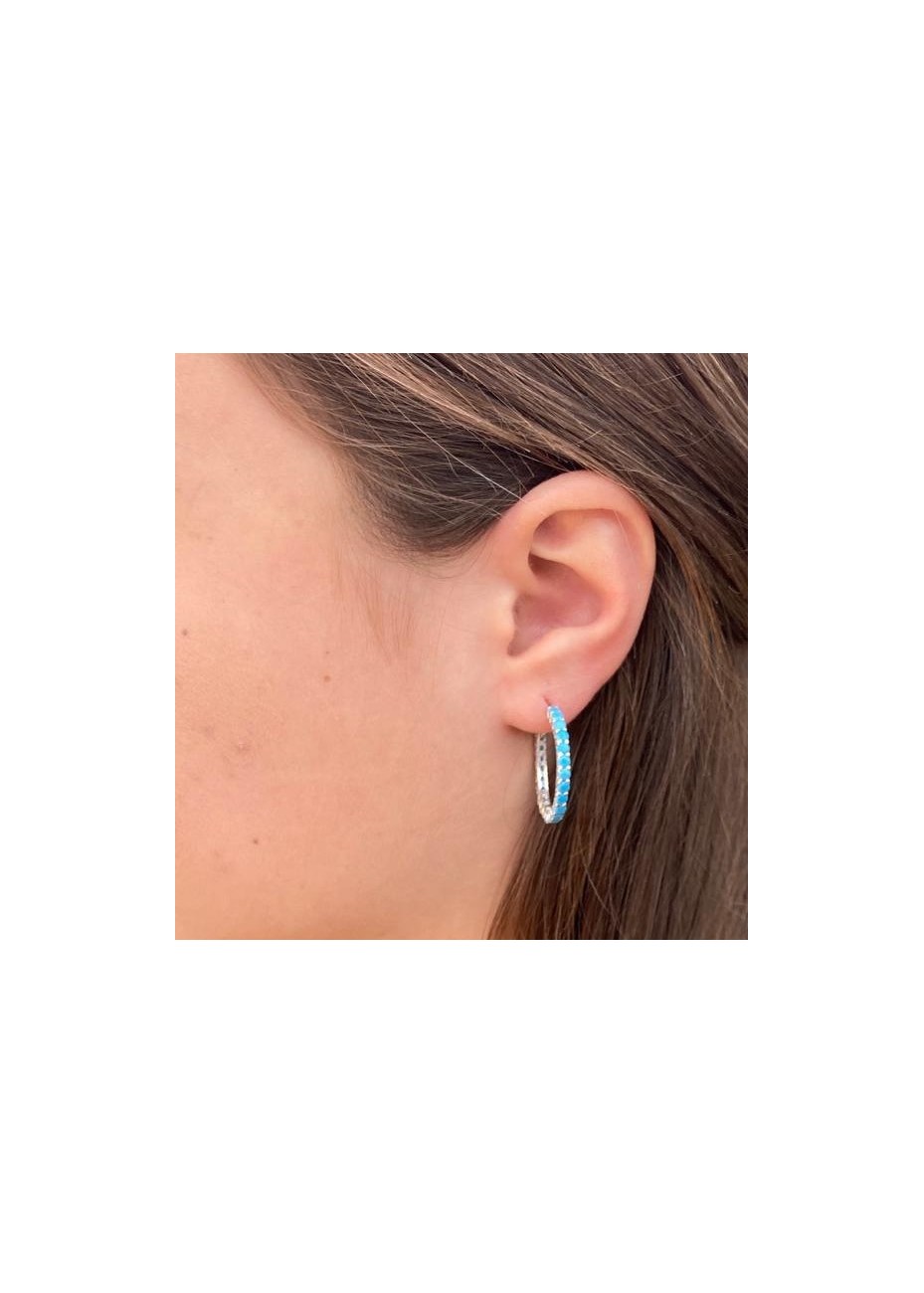 Pendientes en Plata Aro Grande Nanoturquesa Gold