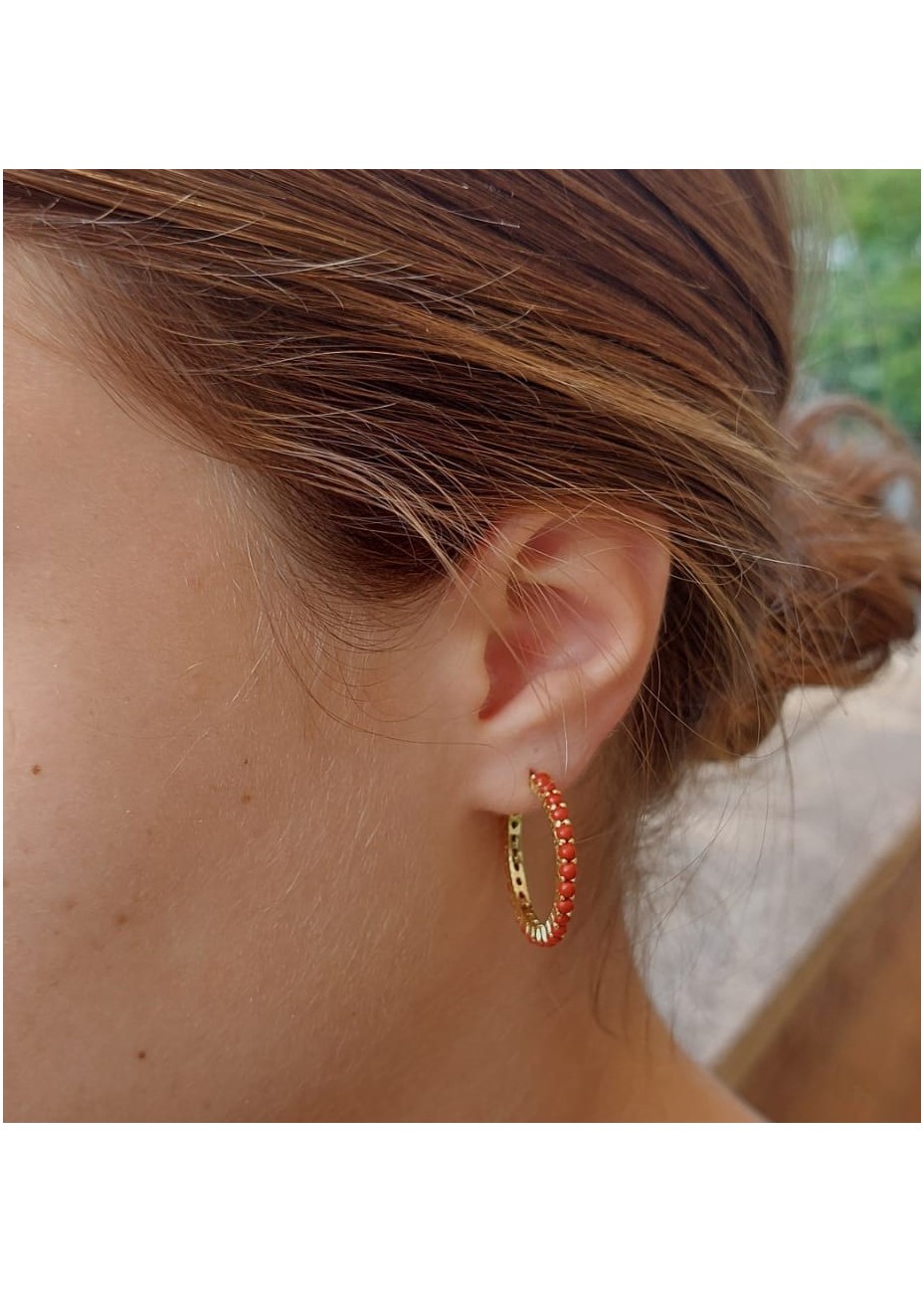 Pendientes en Plata Aro Grande Coral Gold