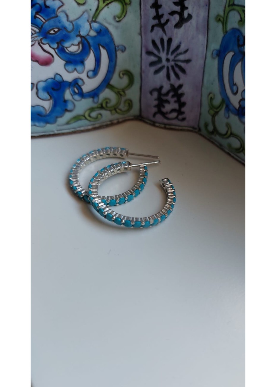 Pendientes en Plata Aro Grande Nanoturquesa Silver