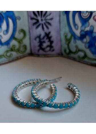 Pendientes en Plata Aro Grande Nanoturquesa Silver