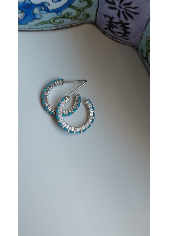 Pendientes en Plata Aro Chico Nanoturquesa Silver