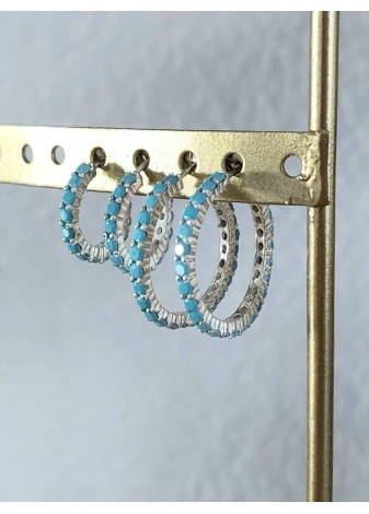 Pendientes en Plata Aro Chico Nanoturquesa Silver