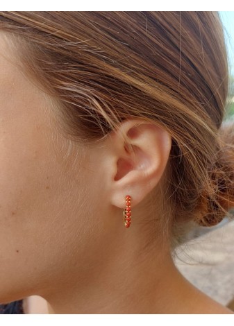 Pendientes en Plata Aro Chico Coral Gold