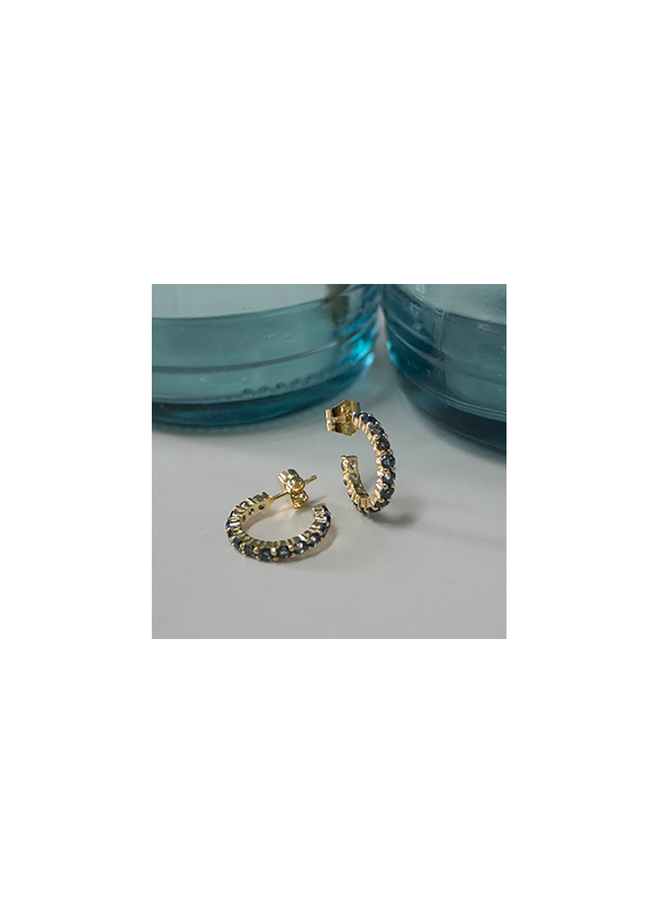 Pendientes en Plata Aro Chico Blue London Gold
